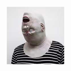 Halloween Reverse Old Man's Head Mask Horror Zombie Latex Bloody Scary - Inverted head mask