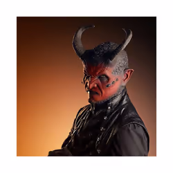 Horror Devil Latex Mask Belial Cosplay Hellfire Beast Horns Demon Helmet - A