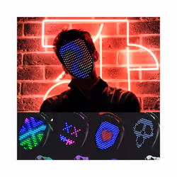 LED Mask Full Color with Gesture Sensing RGB Glowing Mask for Halloween - multi