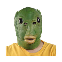 Adult Funny Ugly Green Fish Mask Latex Cosplay Party Halloween Alien Headwear - CY0162