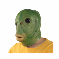 Adult Funny Ugly Green Fish Mask Latex Cosplay Party Halloween Alien Headwear - CY0162