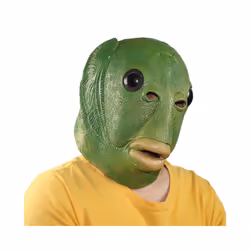 Adult Funny Ugly Green Fish Mask Latex Cosplay Party Halloween Alien Headwear - CY0162
