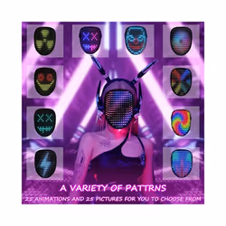 New Halloween LED Mask Gesture Light Mask Face-changing Induction Party - LED MASK