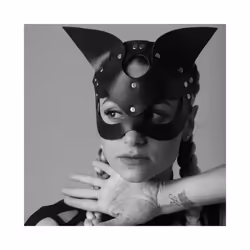 Punk Cat Ear Mask Sex Toys Halloween Half Face Cat Mask Masquerade Erotic - leather mask