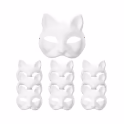 Masks Cat Mask Masquerade Diy White Blank Face Cosplay Halloween Party - White
