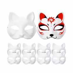 10Pcs White Masks DIY Paper Mask Blank Hand Painted Mask Blank Cat Mask - White