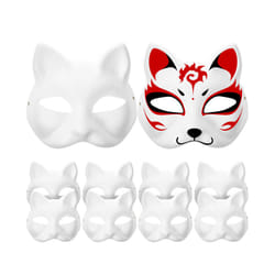10Pcs White Masks DIY Paper Mask Blank Hand Painted Mask Blank Cat Mask - White