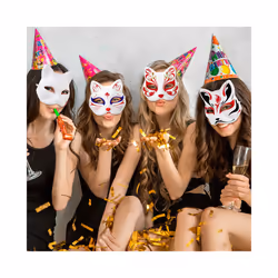 10Pcs White Masks DIY Paper Mask Blank Hand Painted Mask Blank Cat Mask - White