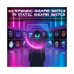 DIY Halloween Mask LED Bluetooth Prank Mask 115 Styles of Programmable - A