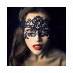2023 S Women Hollow Mask Sexy Cosplay Lace Masquerade Eye Mask Lingerie - black 1