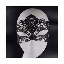 2023 S Women Hollow Mask Sexy Cosplay Lace Masquerade Eye Mask Lingerie - black 1