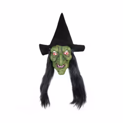 Halloween Horror Old Witch Mask with Hat Cosplay Scary Clown Hag Latex - Old Witch Mask