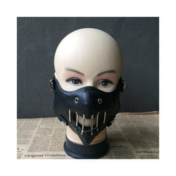 Punk leather mask Hannibal nightclub performance rivet mask personality - pimianju  PU