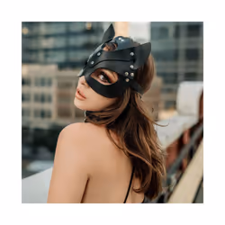 Sexy Women Mask Half Eyes Fox Cosplay Face Cat Faux Leather Mask Halloween - QQMZ-001