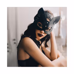 Sexy Women Mask Half Eyes Fox Cosplay Face Cat Faux Leather Mask Halloween - QQMZ-001