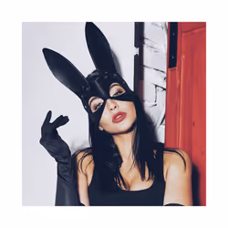 Rabbit Pu Sexy Leather Cosplay Mask Bunny Girl Cosplay Fetish Bdsm Halloween - leather mask