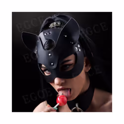 Bdsm Mask Sexy Bondage Adult Game Couples Women Leather Harness Cat Mask - Leather mask