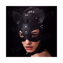 Bdsm Mask Sexy Bondage Adult Game Couples Women Leather Harness Cat Mask - Leather mask