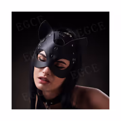 Bdsm Mask Sexy Bondage Adult Game Couples Women Leather Harness Cat Mask - Leather mask