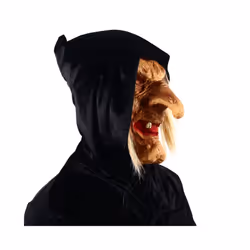 Scary Old Witch Mask Latex With Hair Halloween Fancy Dress Party Adult - mask