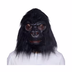 Halloween Gorilla Full Head Mask Latex Black Chimpanzee Lifelike Animal - mask