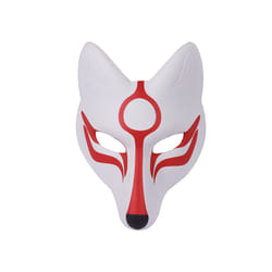 Halloween Leather Fox Half Face Mask Japanese Kabuki Kitsune Masks for - Leather Fox Mask