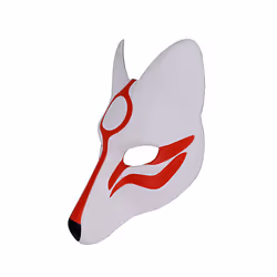 Halloween Leather Fox Half Face Mask Japanese Kabuki Kitsune Masks for - Leather Fox Mask