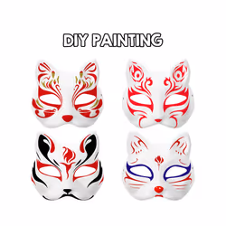 Mask Cat Masquerade Blank Masks White Animal Empty Diy Party Women Cosplay - White