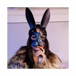 Sexy Leather Mask Bunny Girl Cosplay Erotic Fetish Rave Mask Rivets Bondage - StyleA