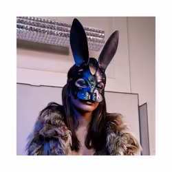 Sexy Leather Mask Bunny Girl Cosplay Erotic Fetish Rave Mask Rivets Bondage - StyleA