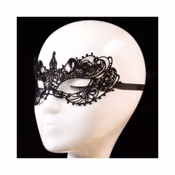 Women Hollow Lace Mask Sexy Cosplay Prom Party Face Mask Props Costume - Black