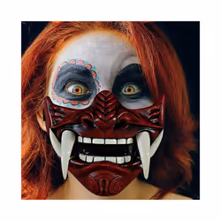 Japanese Samurai Oni Demon Mask Cosplay Horror Prajna Hannya Evil Killer - Red