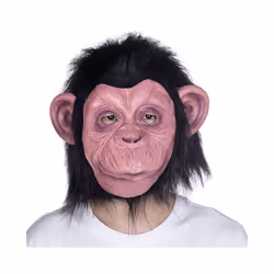 Deluxe Chimp Mask With Hair Novelty Latex Full Head Masks For Halloween - a