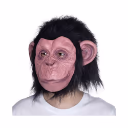 Deluxe Chimp Mask With Hair Novelty Latex Full Head Masks For Halloween - a