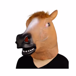 Molezu Brown Horse Mask Creepy Horse Head Mask Rubber Latex Animal Mask - Auburn
