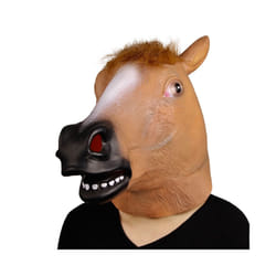 Molezu Brown Horse Mask Creepy Horse Head Mask Rubber Latex Animal Mask - Auburn