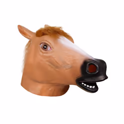 Molezu Brown Horse Mask Creepy Horse Head Mask Rubber Latex Animal Mask - Auburn