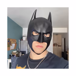 Bat Full Face Mask Full Head Latex Dark Knight Cosplay Headgear Halloween - White