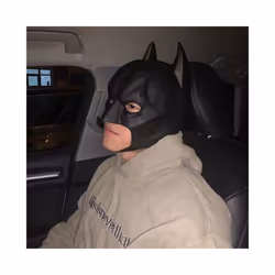 Bat Full Face Mask Full Head Latex Dark Knight Cosplay Headgear Halloween - White