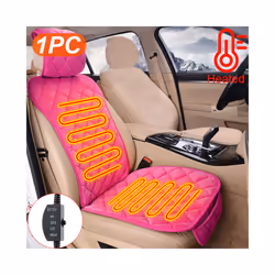 Plush Car Seat Cover Set Universal Pink Seat Cushion Auto Seat Protector - Heated Pink 1pc