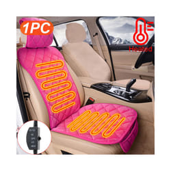 Plush Car Seat Cover Set Universal Pink Seat Cushion Auto Seat Protector - Heated Pink 1pc