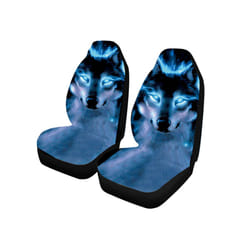 1/2/7PCS Car Seats Cover 3D Animal Wolf Printing Universal Car Seat Protector - Two-seater