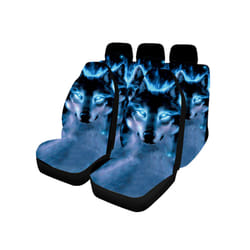1/2/7PCS Car Seats Cover 3D Animal Wolf Printing Universal Car Seat Protector - Five seats