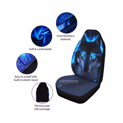 1/2/7PCS Car Seats Cover 3D Animal Wolf Printing Universal Car Seat Protector - Five seats