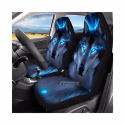 1/2/7PCS Car Seats Cover 3D Animal Wolf Printing Universal Car Seat Protector - Single seat