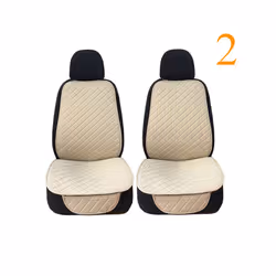 Flax Car Seat Cover Protector Universal Linen Front Rear Back Cushion - 2 front beige