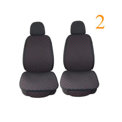 Flax Car Seat Cover Protector Universal Linen Front Rear Back Cushion - 2 front black red