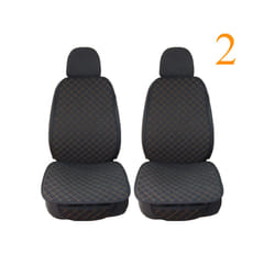 Flax Car Seat Cover Protector Universal Linen Front Rear Back Cushion - 2 front black yellow