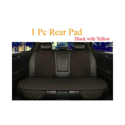Flax Car Seat Cover Protector Universal Linen Front Rear Back Cushion - 1 rear black yellow