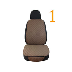 Flax Car Seat Cover Protector Universal Linen Front Rear Back Cushion - 1 front coffee